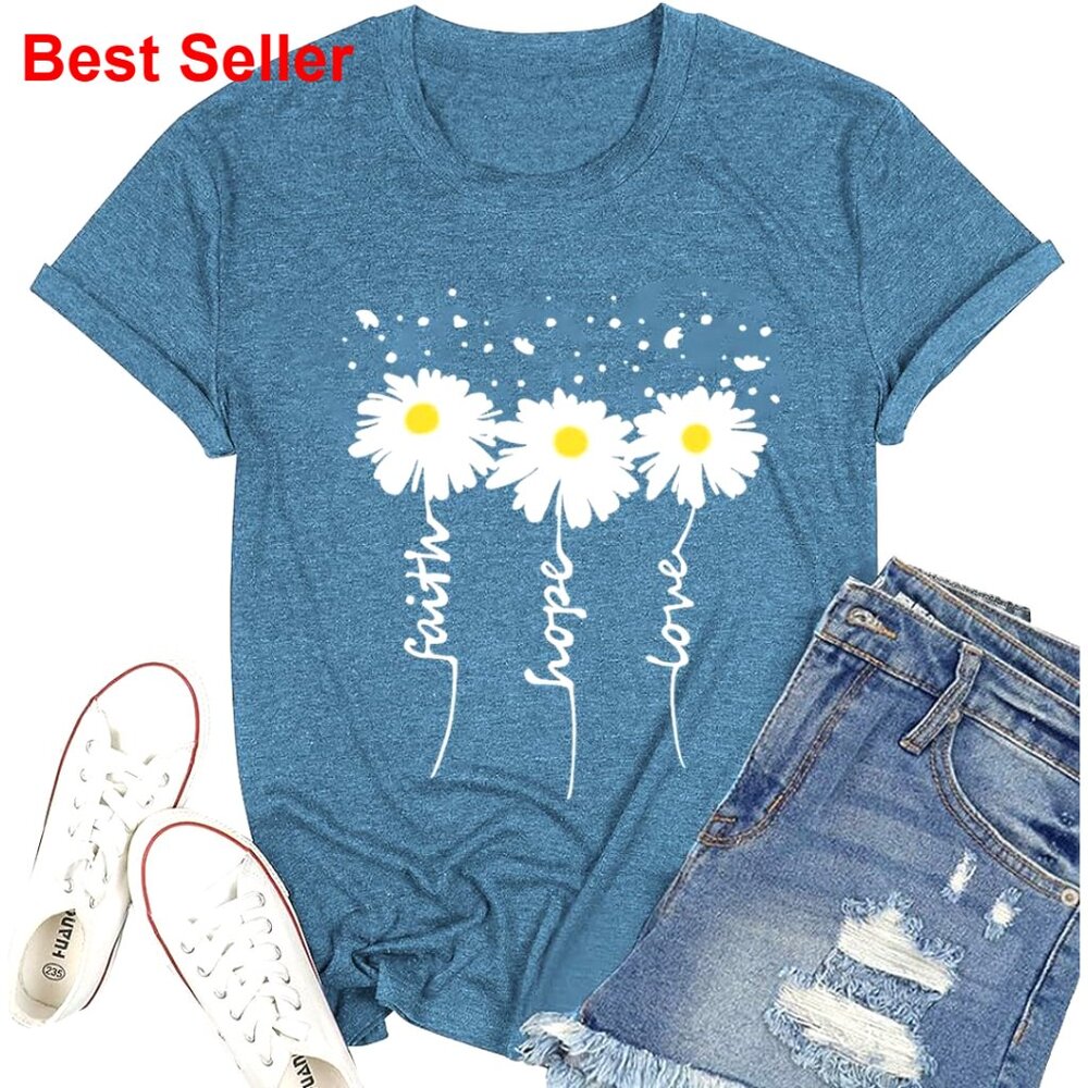Funny Letter Print Graphic Tee Women's Loose Fit Cotton T-Shirt